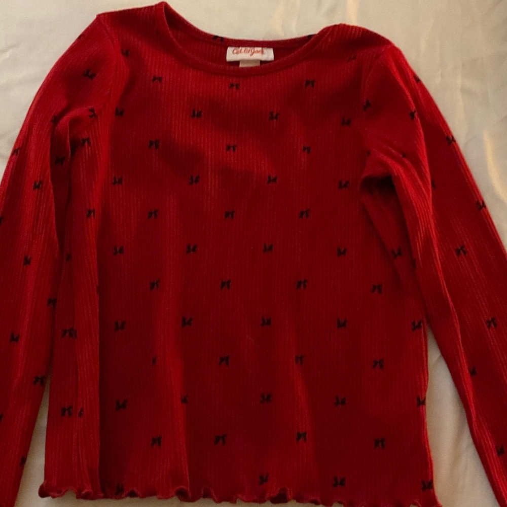 Cat & Jack Vibrant Red Top with Black Bow Details